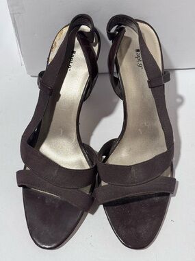 Apt. 9 Size 7 Womens Dark Brown Elastic Strap Heeled Sandals